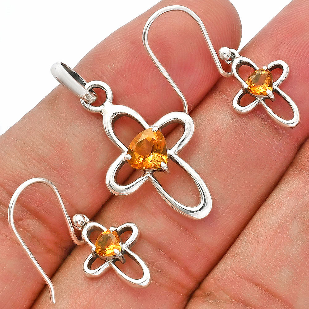 Heart Multi-Gemstone 925 Sterling Silver Pendant & Earrings Jewelry Set DGT01054 T-1011