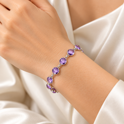 Amethyst Checker Briolette - Brazil Bracelet B-1001 SDB5282