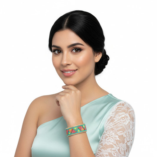 Colorful Bohemian Boho Seed Bead Loom Bracelet, Ethnic Large Cuff Bracelets For Women FBR1001