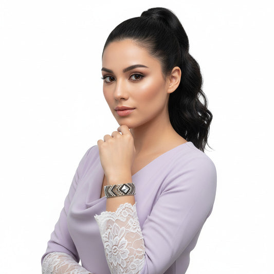 Colorful Bohemian Boho Seed Bead Loom Bracelet, Ethnic Large Cuff Bracelets For Women FBR1002