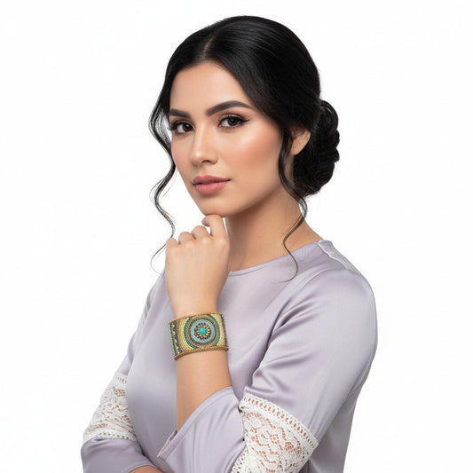 Colorful Bohemian Boho Seed Bead Loom Bracelet, Ethnic Large Cuff Bracelets For Women FBR1003