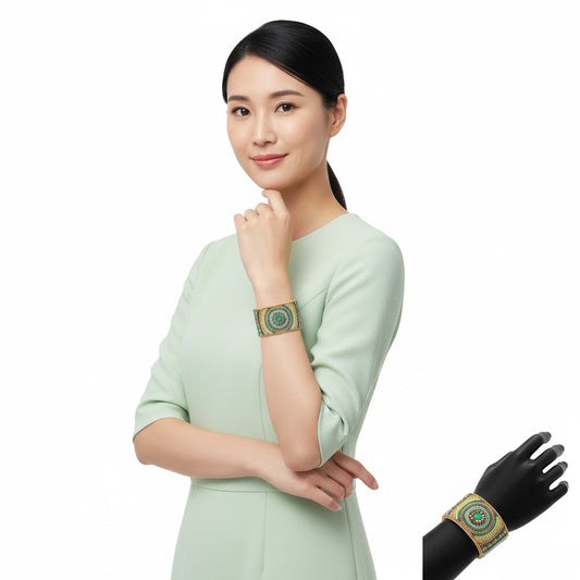 Colorful Bohemian Boho Seed Bead Loom Bracelet, Ethnic Large Cuff Bracelets For Women FBR1003