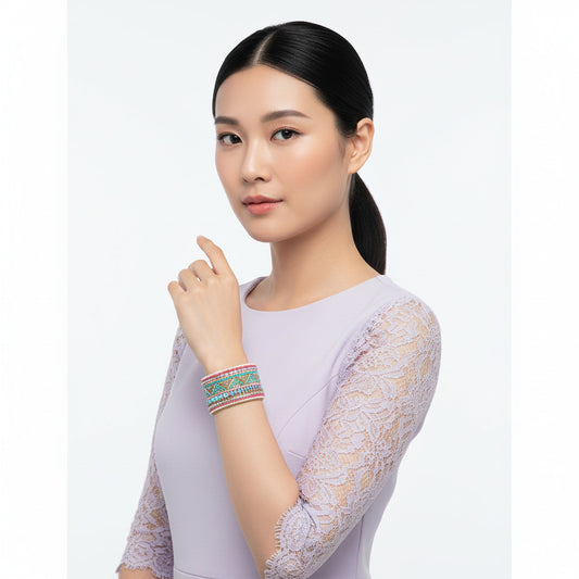 Colorful Bohemian Boho Seed Bead Loom Bracelet, Ethnic Large Cuff Bracelets For Women FBR1004