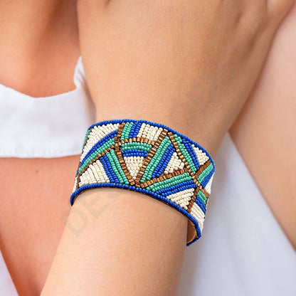 Colorful Bohemian Boho Seed Bead Loom Bracelet, Ethnic Large Cuff Bracelets For Women FBR1005