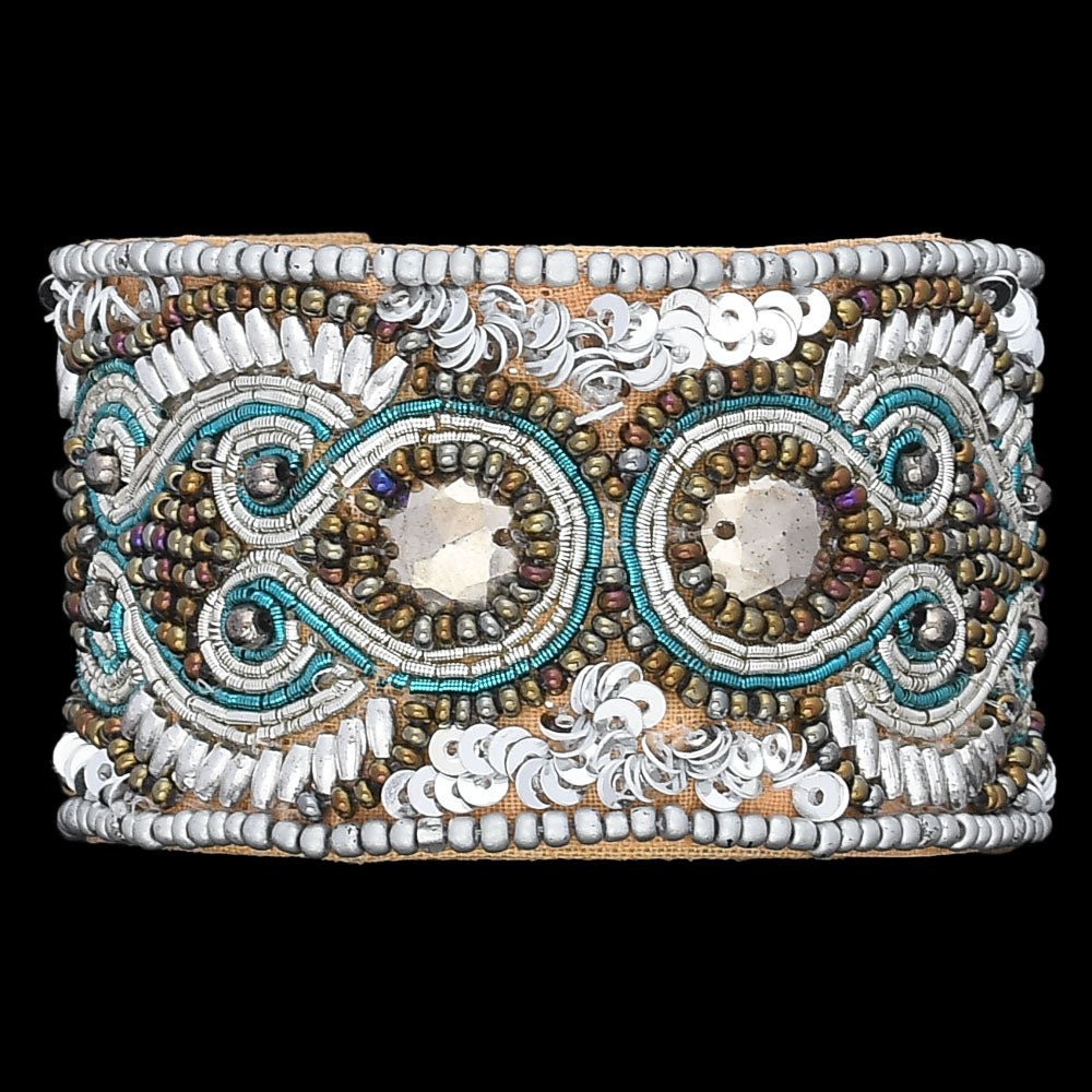 Colorful Bohemian Boho Seed Bead Loom Bracelet, Ethnic Large Cuff Bracelets For Women FBR1007