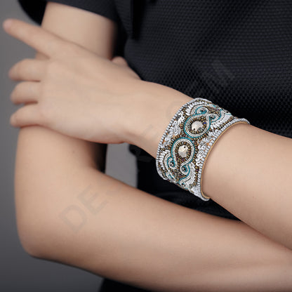 Colorful Bohemian Boho Seed Bead Loom Bracelet, Ethnic Large Cuff Bracelets For Women FBR1007