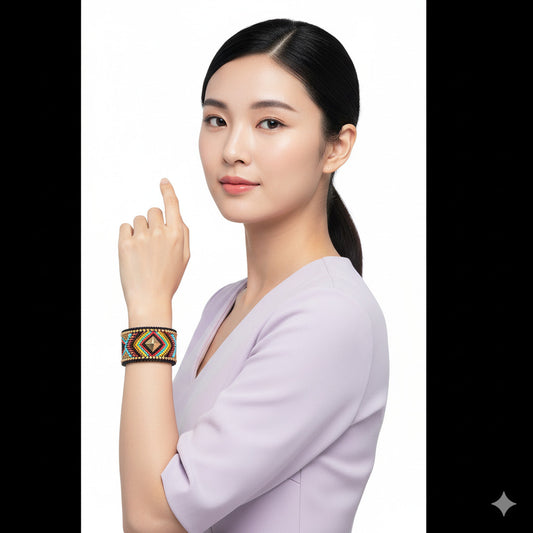 Colorful Bohemian Boho Seed Bead Loom Bracelet, Ethnic Large Cuff Bracelets For Women FBR1008