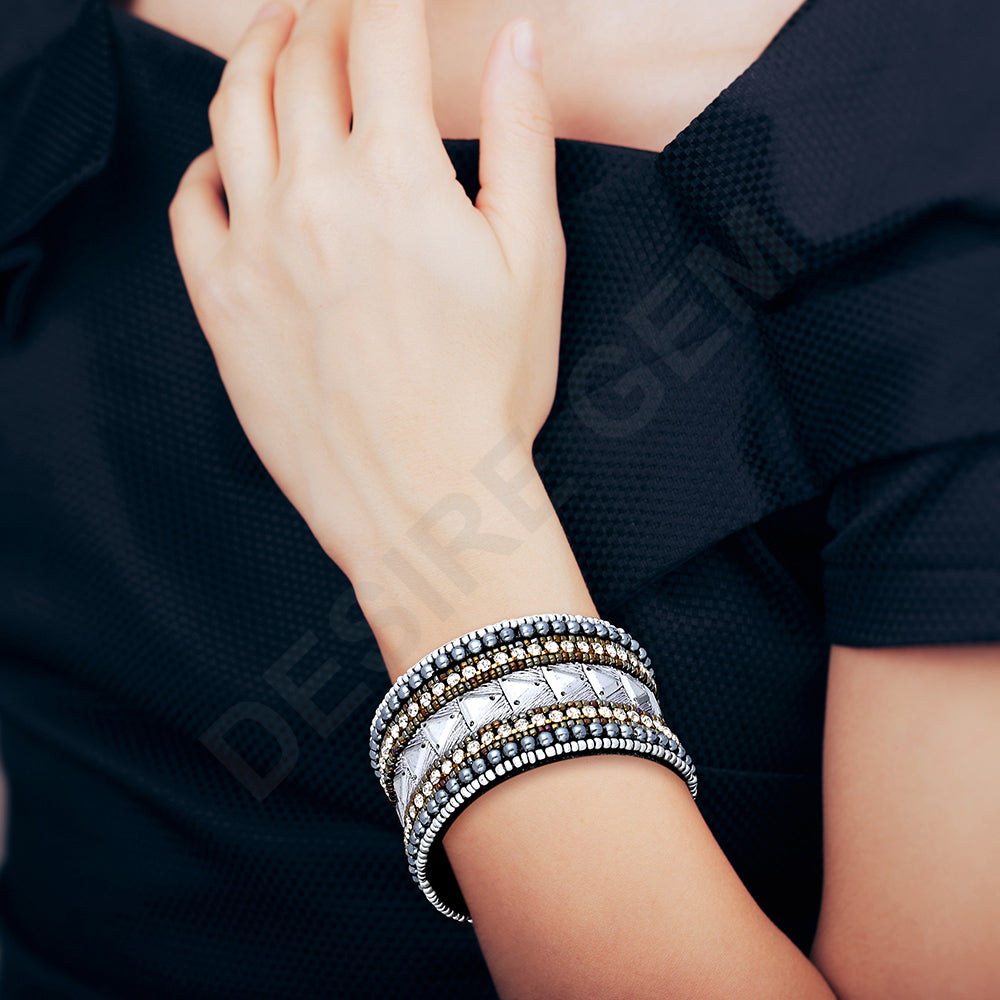 Colorful Bohemian Boho Seed Bead Loom Bracelet, Ethnic Large Cuff Bracelets For Women FBR1009