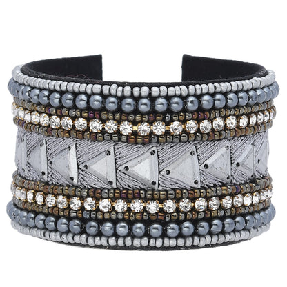 Colorful Bohemian Boho Seed Bead Loom Bracelet, Ethnic Large Cuff Bracelets For Women FBR1009