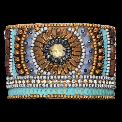 Colorful Bohemian Boho Seed Bead Loom Bracelet, Ethnic Large Cuff Bracelets For Women FBR1010