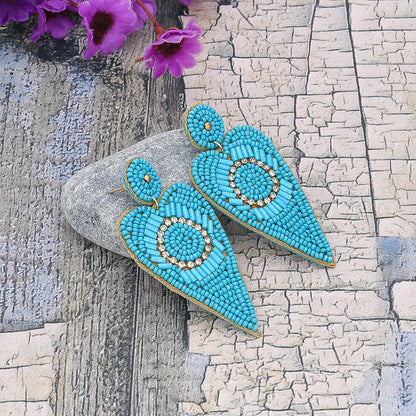 Wholesale Handmade Colorful Beaded Earrings,Hoop Dangle Earrings, Bohemia Boho Tassel Earrings FER1001