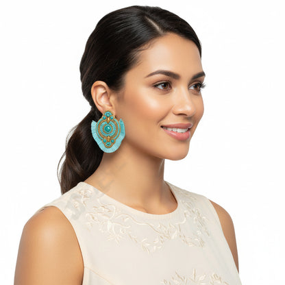 Colorful Beaded Earrings,Hoop Dangle Earrings, Bohemia Boho Tassel Earrings FER1003