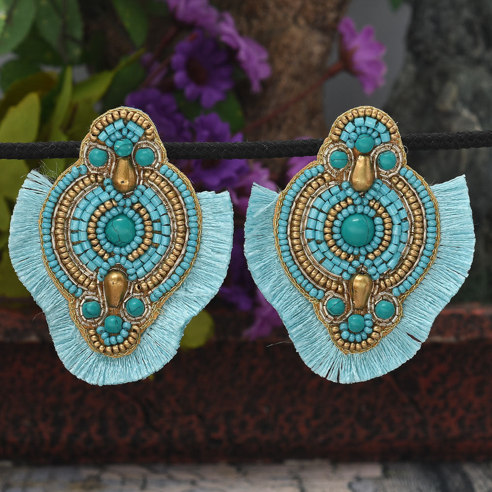 Colorful Beaded Earrings,Hoop Dangle Earrings, Bohemia Boho Tassel Earrings FER1003