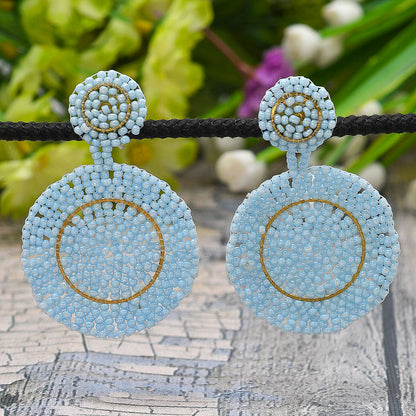 Colorful Beaded Earrings,Hoop Dangle Earrings, Bohemia Boho Tassel Earrings FER1005