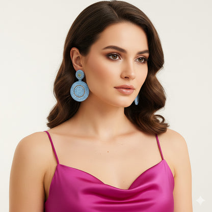 Colorful Beaded Earrings,Hoop Dangle Earrings, Bohemia Boho Tassel Earrings FER1005