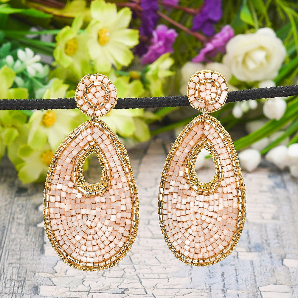 Colorful Beaded Earrings,Hoop Dangle Earrings, Bohemia Boho Tassel Earrings FER1006