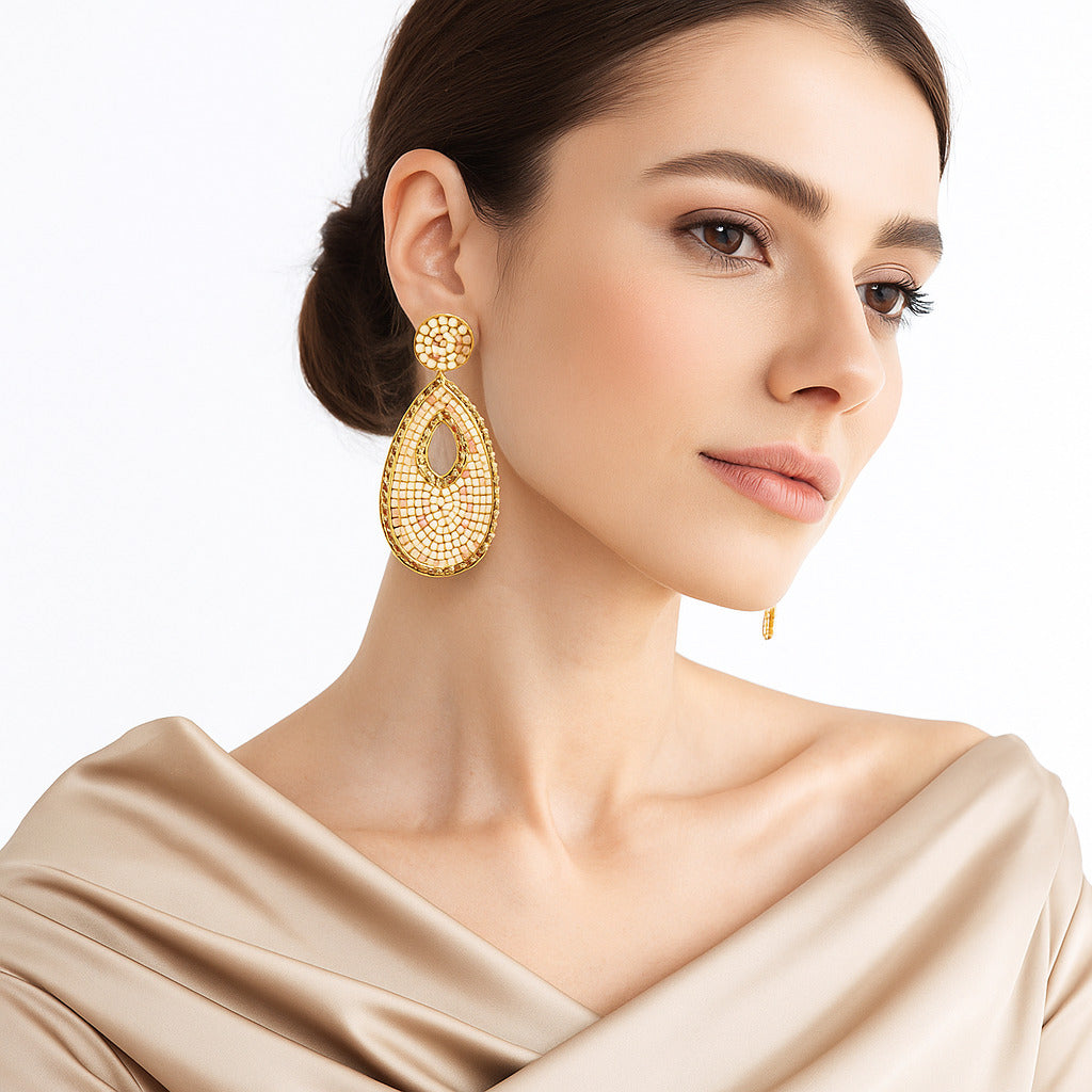 Colorful Beaded Earrings,Hoop Dangle Earrings, Bohemia Boho Tassel Earrings FER1006