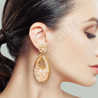 Colorful Beaded Earrings,Hoop Dangle Earrings, Bohemia Boho Tassel Earrings FER1006