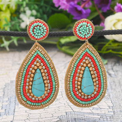 Colorful Beaded Earrings,Hoop Dangle Earrings, Bohemia Boho Tassel Earrings FER1007