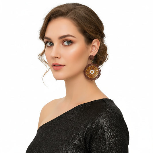 Colorful Beaded Earrings,Hoop Dangle Earrings, Bohemia Boho Tassel Earrings FER1009