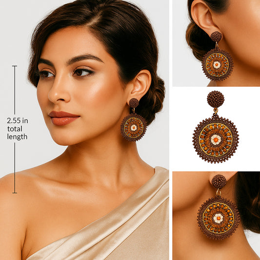 Colorful Beaded Earrings,Hoop Dangle Earrings, Bohemia Boho Tassel Earrings FER1009