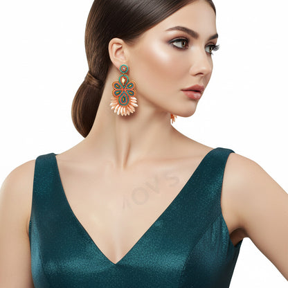 Colorful Beaded Earrings,Hoop Dangle Earrings, Bohemia Boho Tassel Earrings FER1010