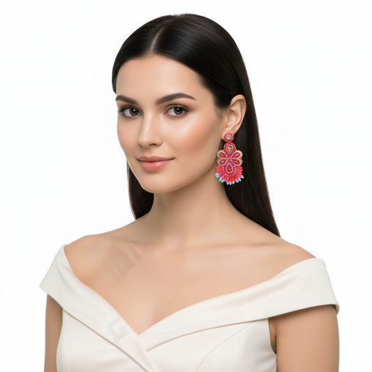 Colorful Beaded Earrings,Hoop Dangle Earrings, Bohemia Boho Tassel Earrings FER1011