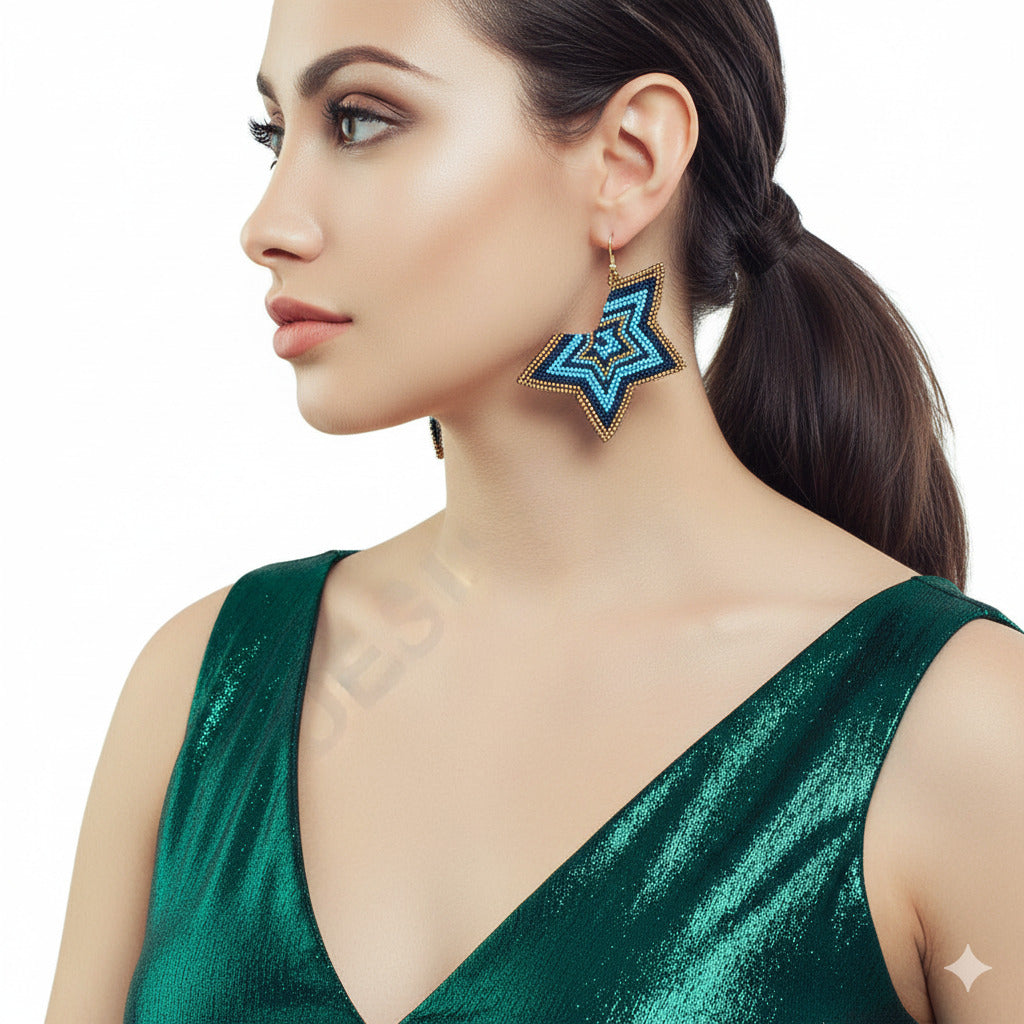 Colorful Beaded Earrings,Hook Dangle Earrings, Bohemia Boho Tassel Earrings FER1012