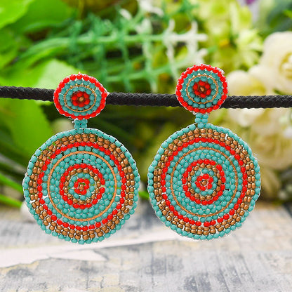 Colorful Beaded Earrings,Hoop Dangle Earrings, Bohemia Boho Tassel Earrings FER1013