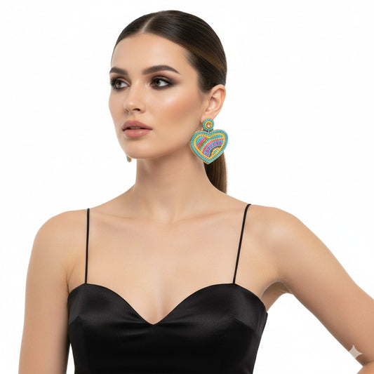 Colorful Beaded Earrings,Hoop Dangle Earrings, Bohemia Boho Tassel Earrings FER1014