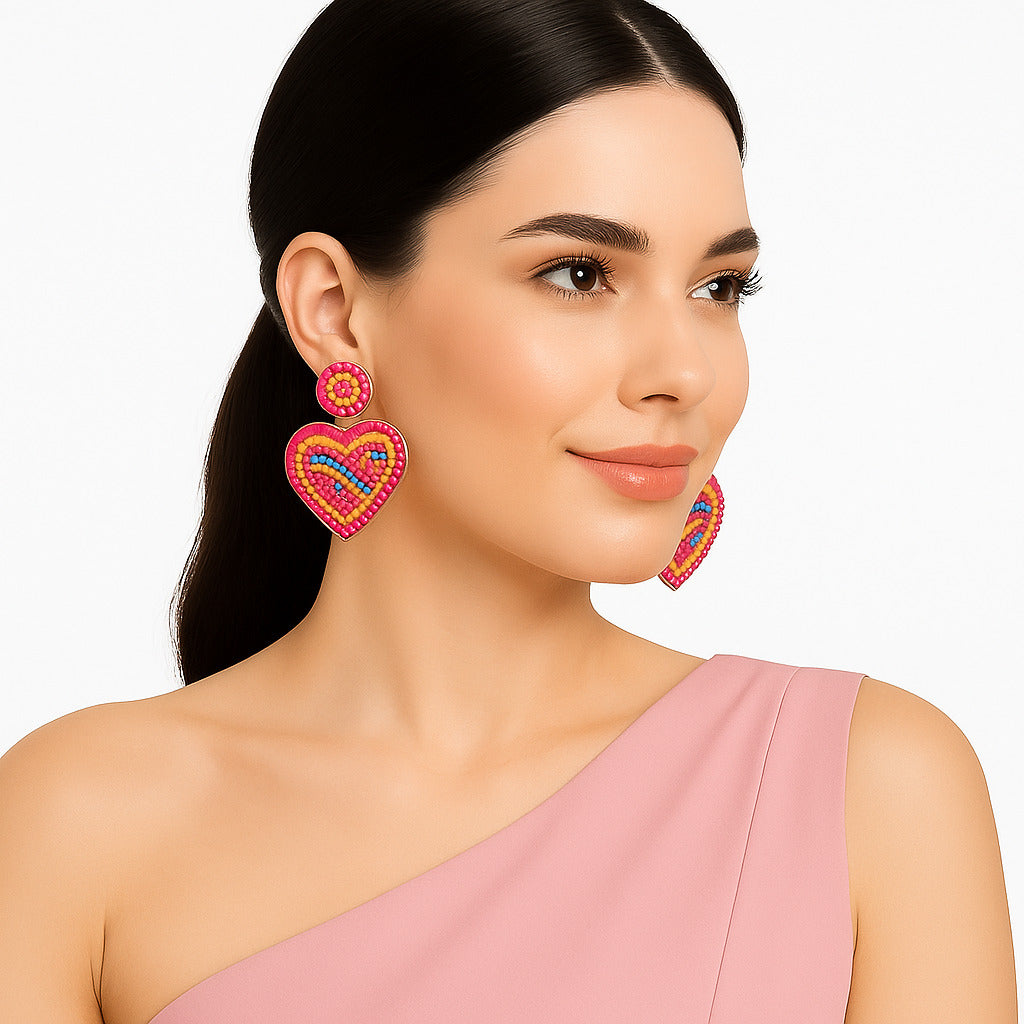 Colorful Beaded Earrings,Hoop Dangle Earrings, Bohemia Boho Tassel Earrings FER1015