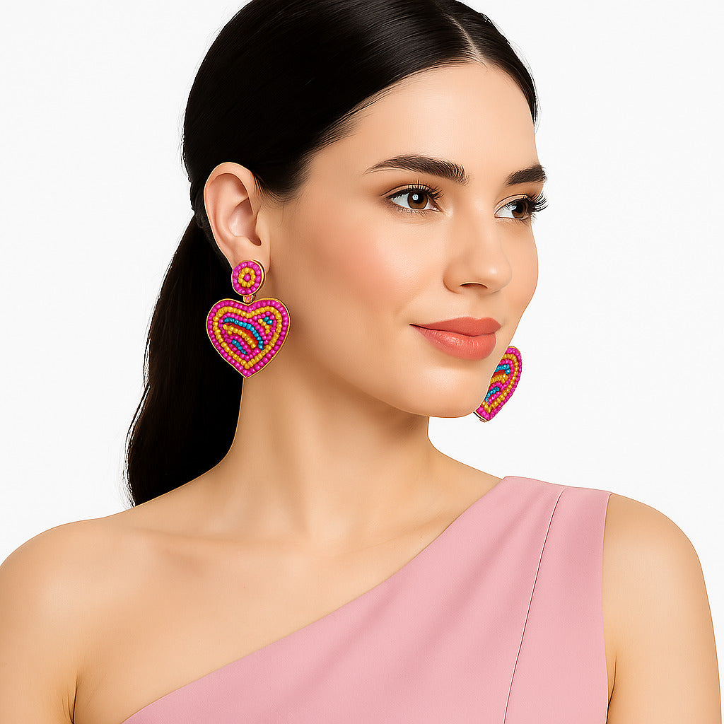 Colorful Beaded Earrings,Hoop Dangle Earrings, Bohemia Boho Tassel Earrings FER1015