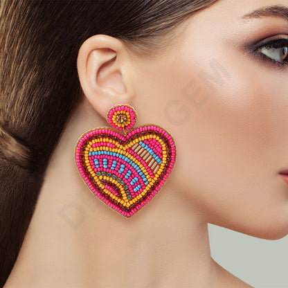 Colorful Beaded Earrings,Hoop Dangle Earrings, Bohemia Boho Tassel Earrings FER1015