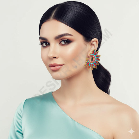 Colorful Beaded Earrings,Hoop Dangle Earrings, Bohemia Boho Tassel Earrings FER1016