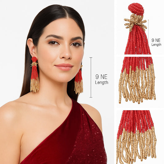 Colorful Beaded Earrings,Hoop Dangle Earrings, Bohemia Drops Earrings, Tassel Earrings FER1018