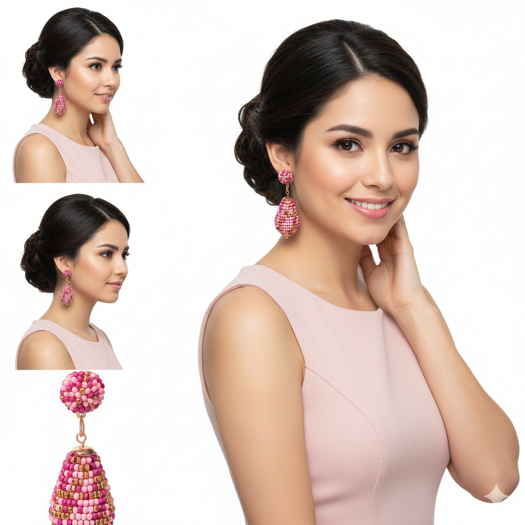 Colorful Beaded Earrings,Hoop Dangle Earrings, Bohemia Drops Earrings, Tassel Earrings FER1021