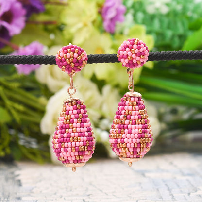 Colorful Beaded Earrings,Hoop Dangle Earrings, Bohemia Drops Earrings, Tassel Earrings FER1021