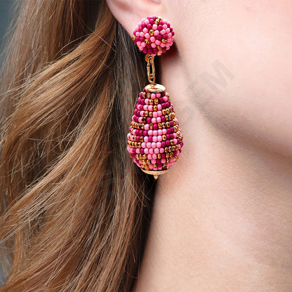 Colorful Beaded Earrings,Hoop Dangle Earrings, Bohemia Drops Earrings, Tassel Earrings FER1021