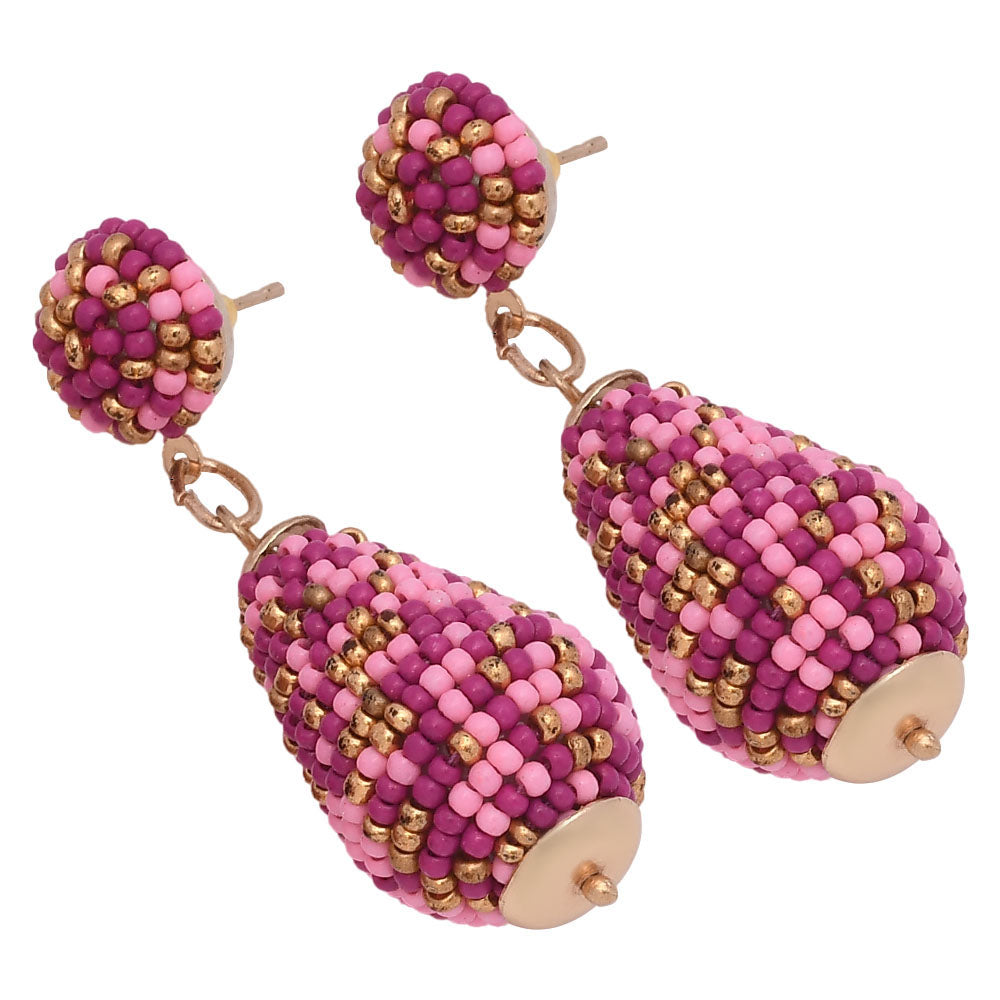 Colorful Beaded Earrings,Hoop Dangle Earrings, Bohemia Drops Earrings, Tassel Earrings FER1021