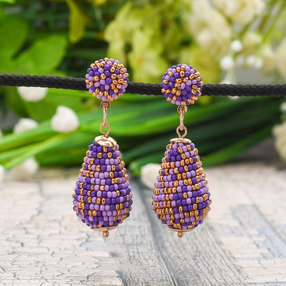 Colorful Beaded Earrings,Hoop Dangle Earrings, Bohemia Drops Earrings, Tassel Earrings FER1022