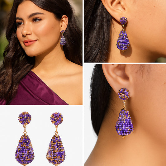 Colorful Beaded Earrings,Hoop Dangle Earrings, Bohemia Drops Earrings, Tassel Earrings FER1022