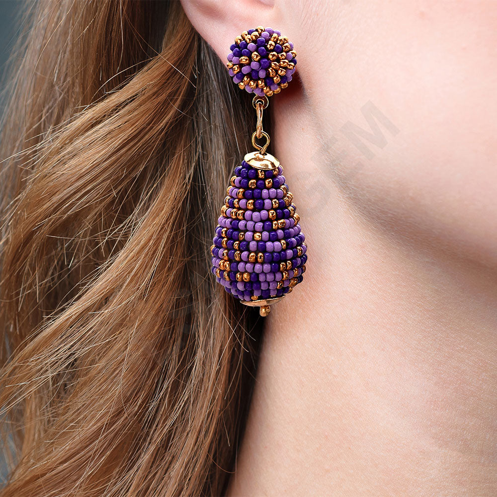 Colorful Beaded Earrings,Hoop Dangle Earrings, Bohemia Drops Earrings, Tassel Earrings FER1022