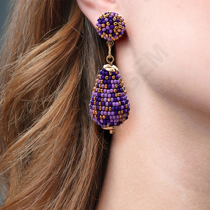 Colorful Beaded Earrings,Hoop Dangle Earrings, Bohemia Drops Earrings, Tassel Earrings FER1022