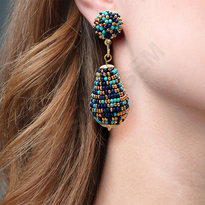 Colorful Beaded Earrings,Hoop Dangle Earrings, Bohemia Drops Earrings, Tassel Earrings FER1023