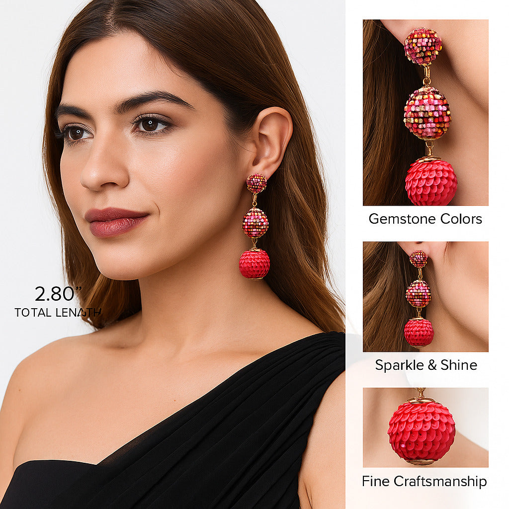 Colorful Beaded Earrings,Hoop Dangle Earrings, Bohemia Drops Earrings, Tassel Earrings FER1025
