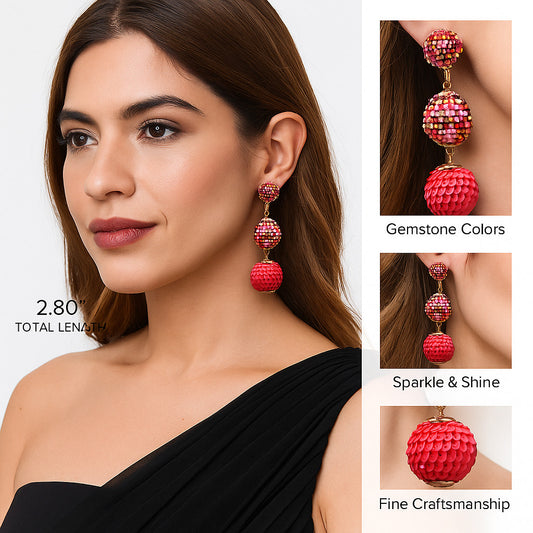 Colorful Beaded Earrings,Hoop Dangle Earrings, Bohemia Drops Earrings, Tassel Earrings FER1025