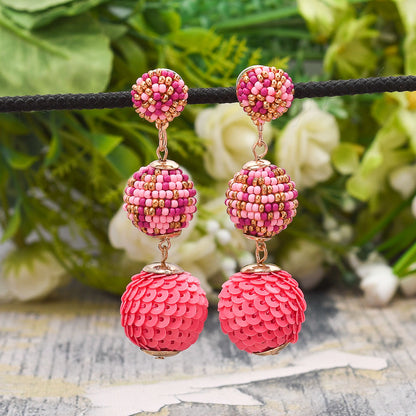 Colorful Beaded Earrings,Hoop Dangle Earrings, Bohemia Drops Earrings, Tassel Earrings FER1025