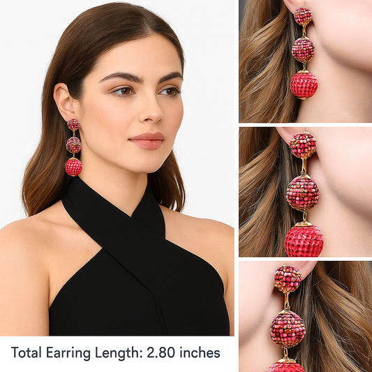 Colorful Beaded Earrings,Hoop Dangle Earrings, Bohemia Drops Earrings, Tassel Earrings FER1025