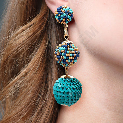 Colorful Beaded Earrings,Hoop Dangle Earrings, Bohemia Drops Earrings, Tassel Earrings FER1026