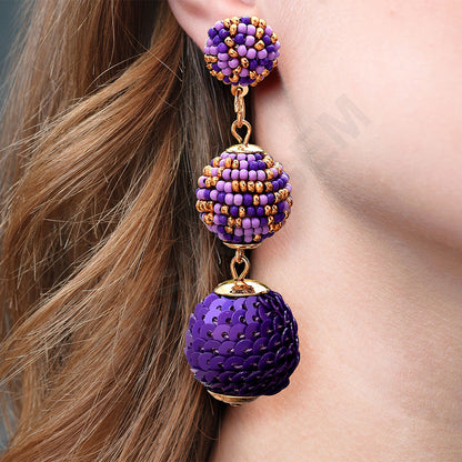 Colorful Beaded Earrings,Hoop Dangle Earrings, Bohemia Drops Earrings, Tassel Earrings FER1028